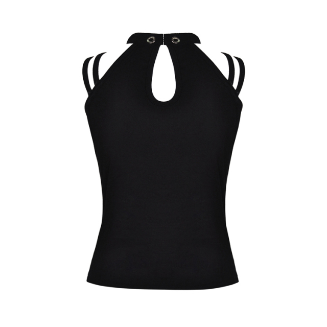 Sleeveless Gothic / Punk Top Dynamite with stand-up collar