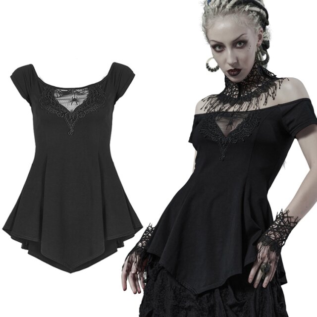 PUNK RAVE Gothic-Kurzarm-A-Linien-Shirt (WT-648BK) mit...