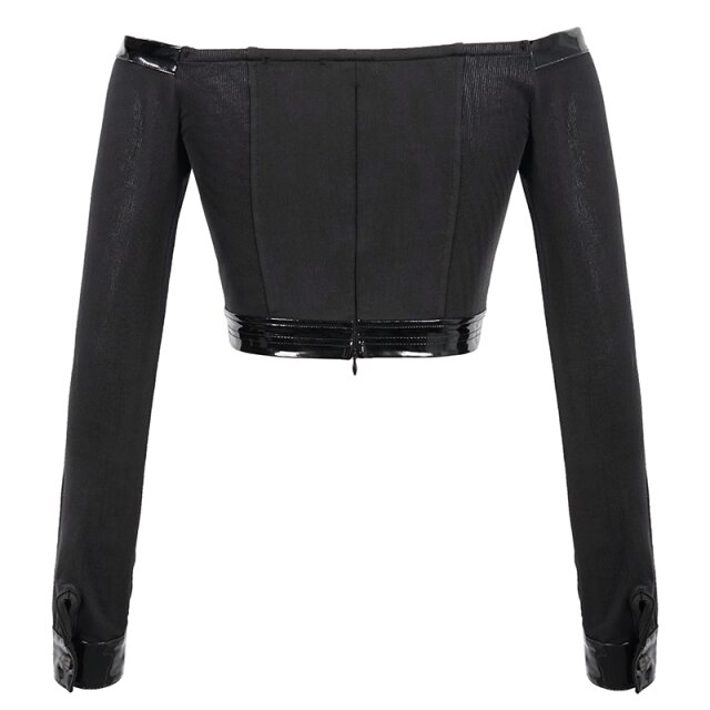 Off The Shoulder & Belly Long Sleeve Shirt Prisma with PVC Details