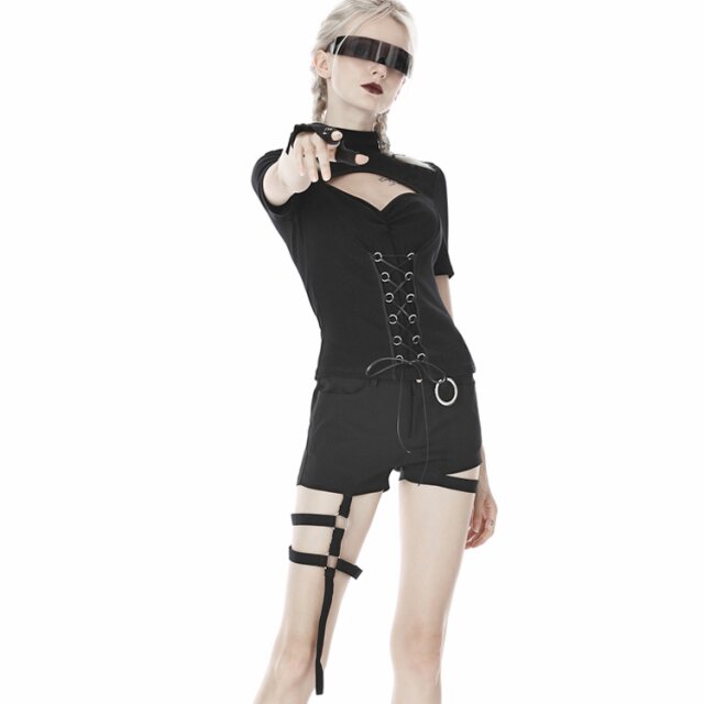 Gothic Punk Shorts Crucifire mit Beinriemen S