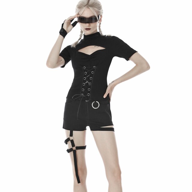 Gothic Punk Shorts Crucifire mit Beinriemen S