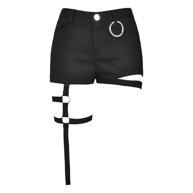 Gothic Punk Shorts Crucifire mit Beinriemen XXL