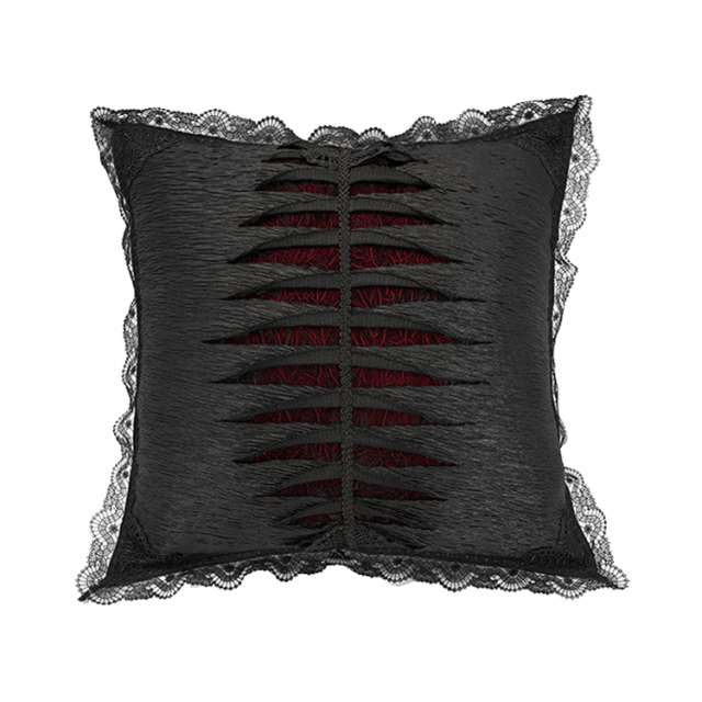 PUNK RAVE sofa cushion cover (JZ-001ZT) with imaginative two-layer optic similar to a spine with lace border and lace appliqués.