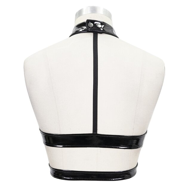 Vinyl bustier Haunt Me with spiked rivets and collar