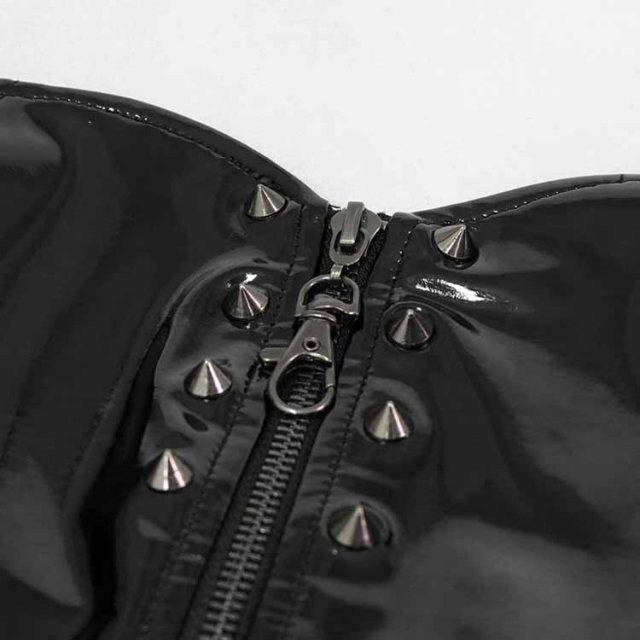 Vinyl bustier Haunt Me with spiked rivets and collar