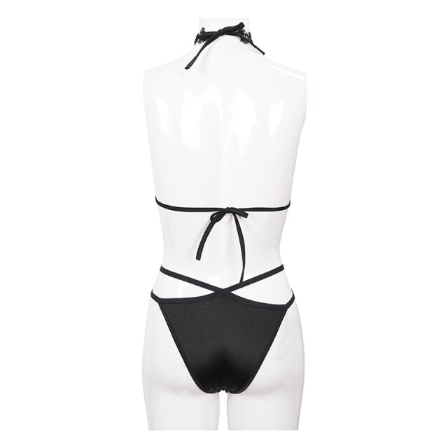 Gothic-Bikini Black Mermaid mit Spitze im Lingerie-Look XS-S