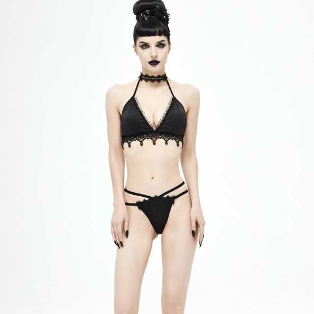 Gothic-Bikini Black Mermaid mit Spitze im Lingerie-Look XS-S