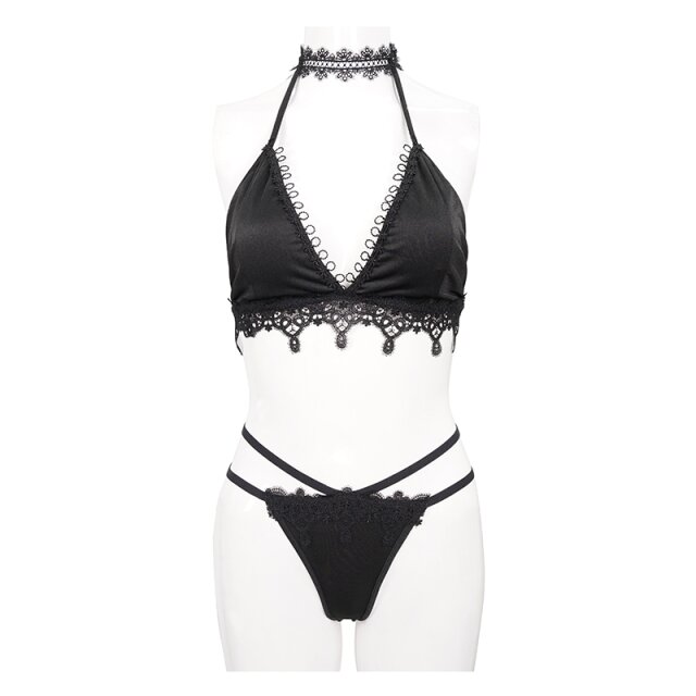 Gothic-Bikini Black Mermaid mit Spitze im Lingerie-Look M-L