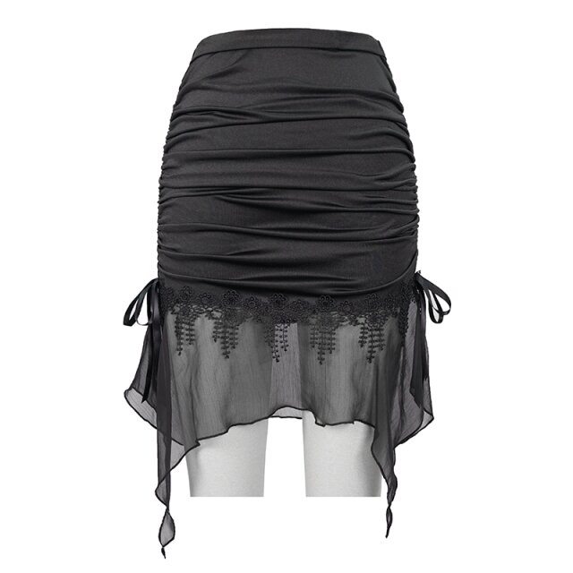 Schmaler Gothic-Baderock Arielle mit fransigem Volant 3XL-4XL