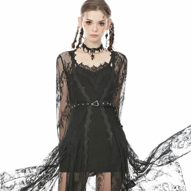 Long strap shirt / mini dress with lace