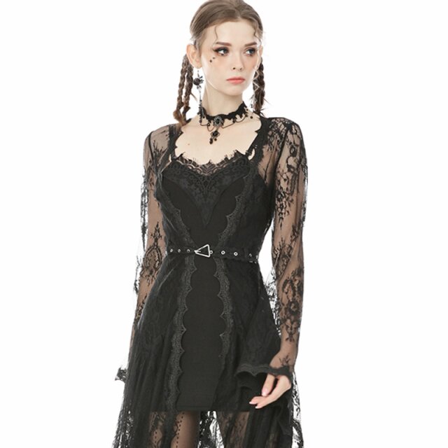 Long strap shirt / mini dress with lace