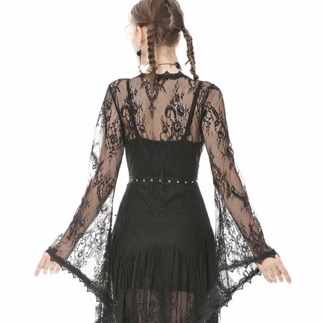 Long strap shirt / mini dress with lace