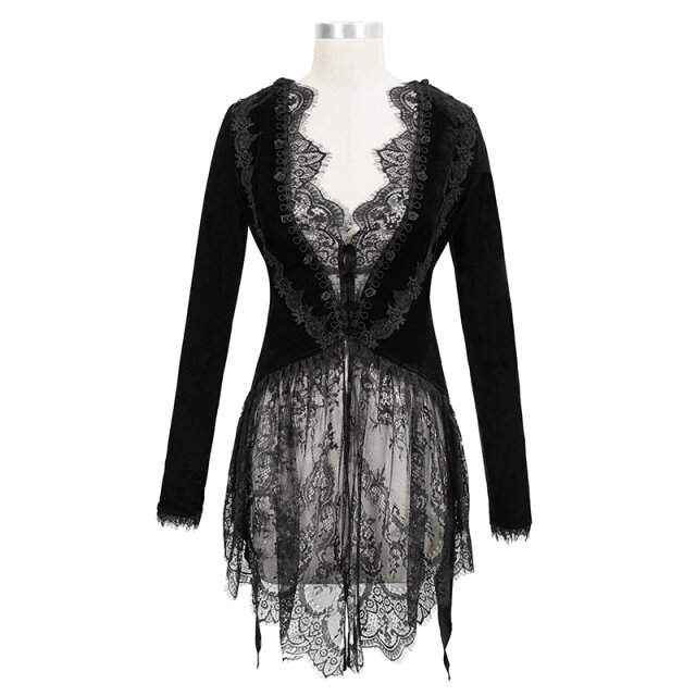Samt-Spitzenjacke Eluise mit Schwalbenschwanz L