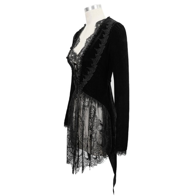 Samt-Spitzenjacke Eluise mit Schwalbenschwanz 3XL