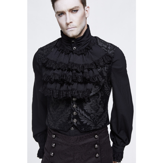 Short Victorian vest Gambler in black velvet or brocade brocade