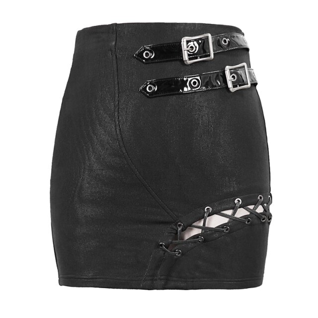 Mini skirt Dark Core with vinyl details and lacing