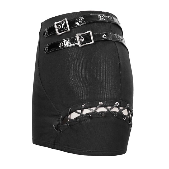 Mini skirt Dark Core with vinyl details and lacing