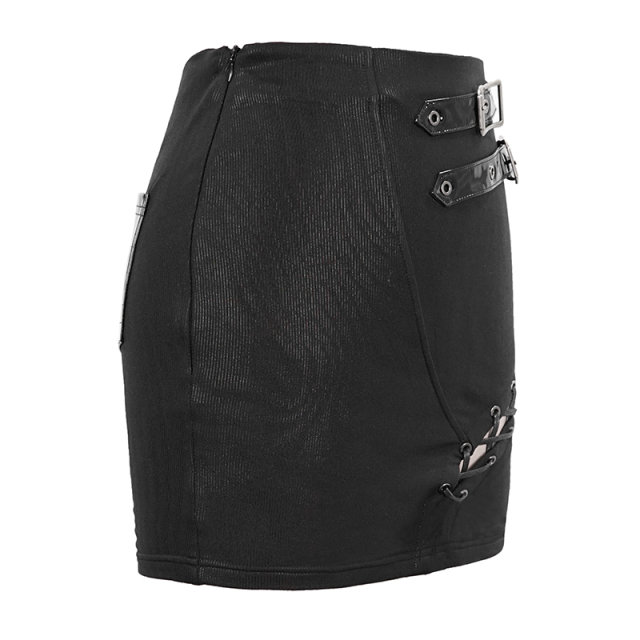 Mini skirt Dark Core with vinyl details and lacing