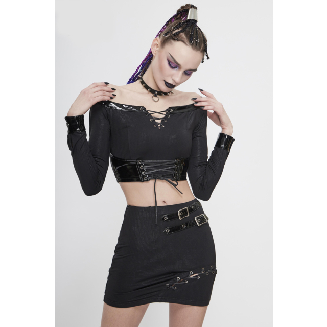 Mini skirt Dark Core with vinyl details and lacing