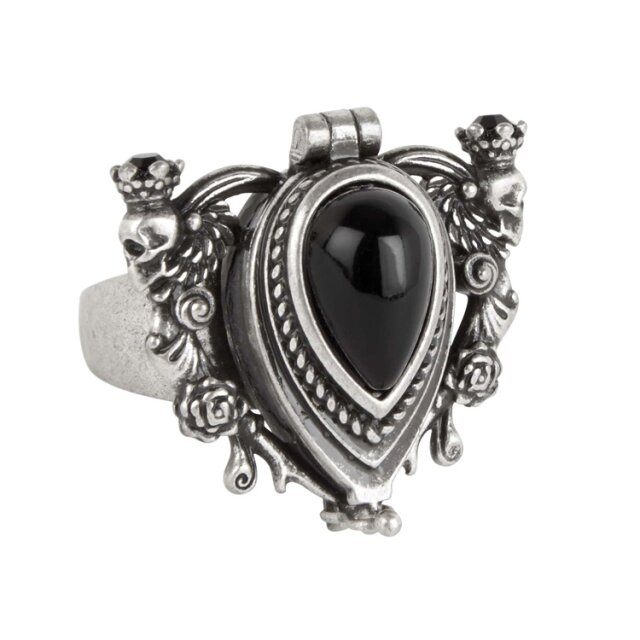 KILLSTAR Giftring Eliza, Ella oder Widows - Antik silberfarbener Giftring in drei Designs zur Auswahl mit kleinem Fach mit Häkchen-Verschluss