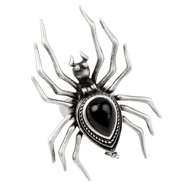 KILLSTAR Giftring Eliza, Ella oder Widows - Antik silberfarbener Giftring in drei Designs zur Auswahl mit kleinem Fach mit Häkchen-Verschluss