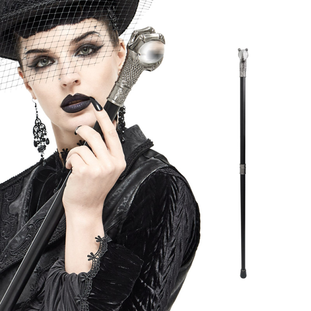 Mystic Devil Fashion gothic walking cane (AS081) with silver dragon claw and glass ball on the handle and hidden talents