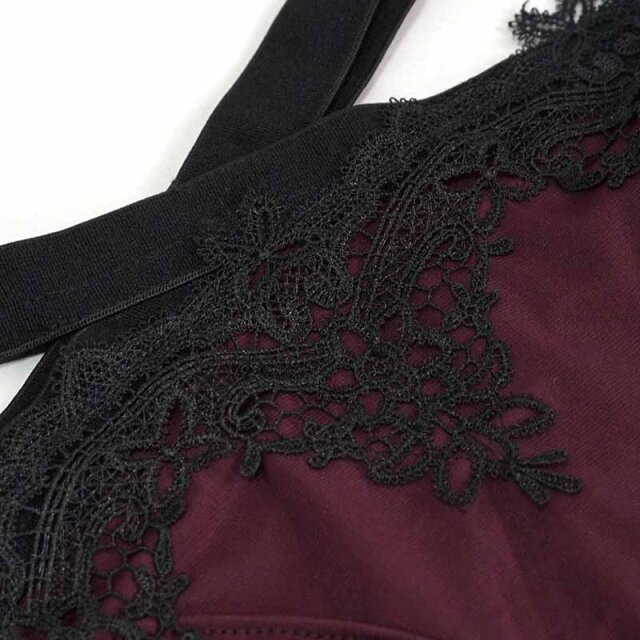 Red and Black Gothic Bikini Sirena with Lace