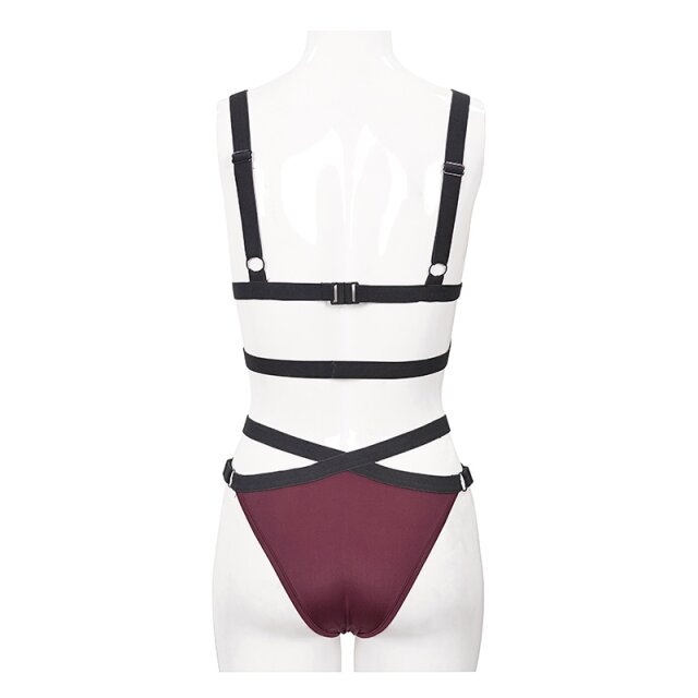 Red and Black Gothic Bikini Sirena with Lace