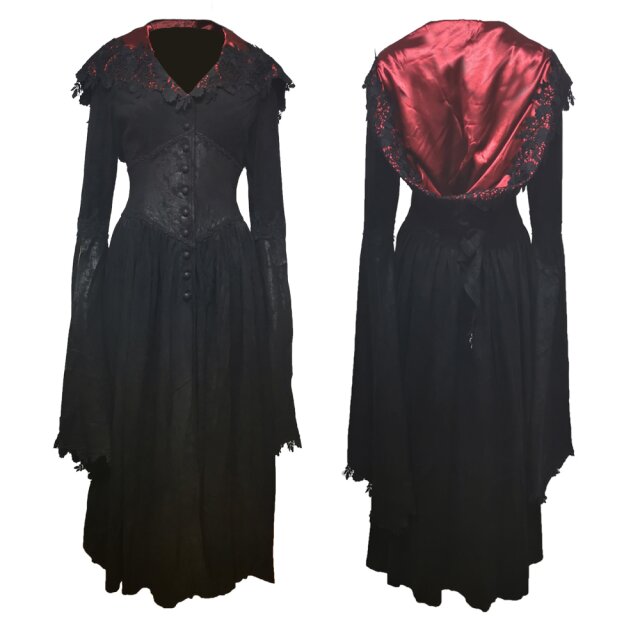 Black Gothic Coat Helvetia with red accents