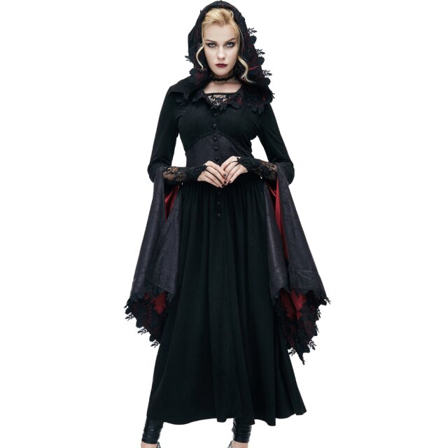 Black Gothic Coat Helvetia with red accents