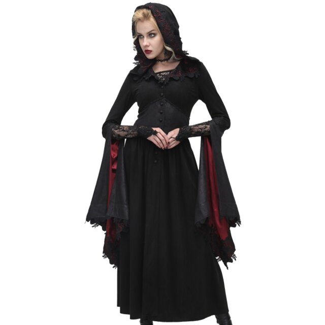 Black Gothic Coat Helvetia with red accents