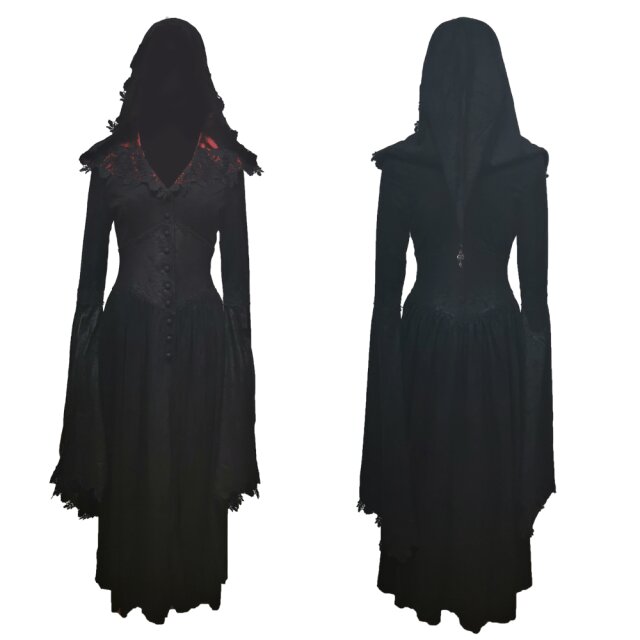 Black Gothic Coat Helvetia with red accents