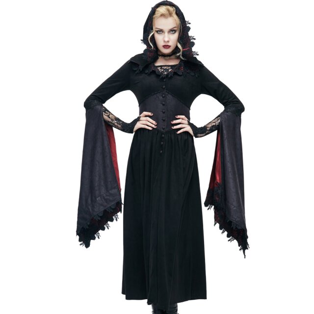 Black Gothic Coat Helvetia with red accents