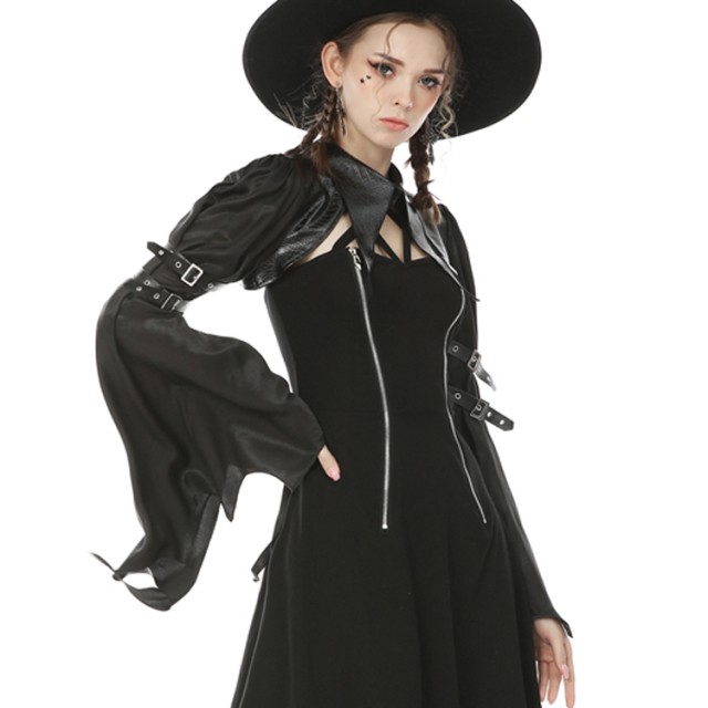 Bolero jacket Paranoia with Faux Leather Collar and Satin Sleeves