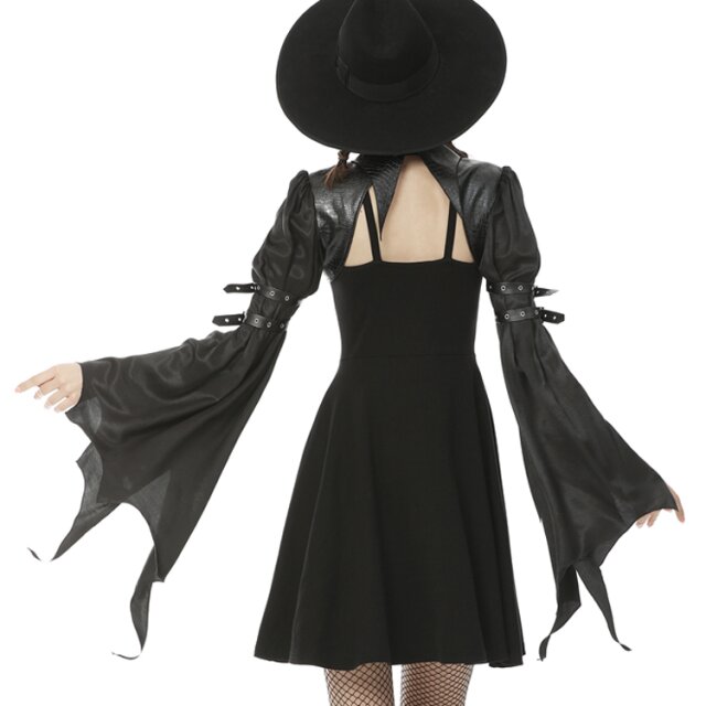 Bolero jacket Paranoia with Faux Leather Collar and Satin Sleeves