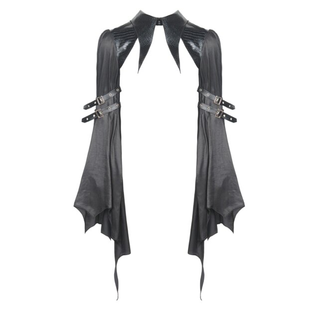 Bolero jacket Paranoia with Faux Leather Collar and Satin Sleeves