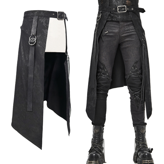 Gothic Black Denim Skirt For Mens 
