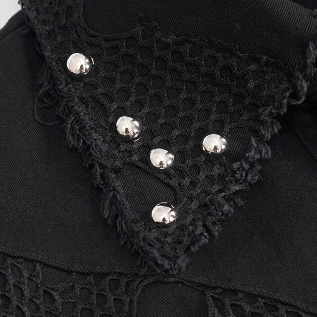 "Punks Not Dead" Frayed Denim Vest with Studs