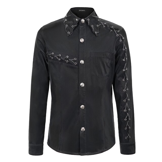 Shiny Cyber-Goth Shirt Morpheus with Chains