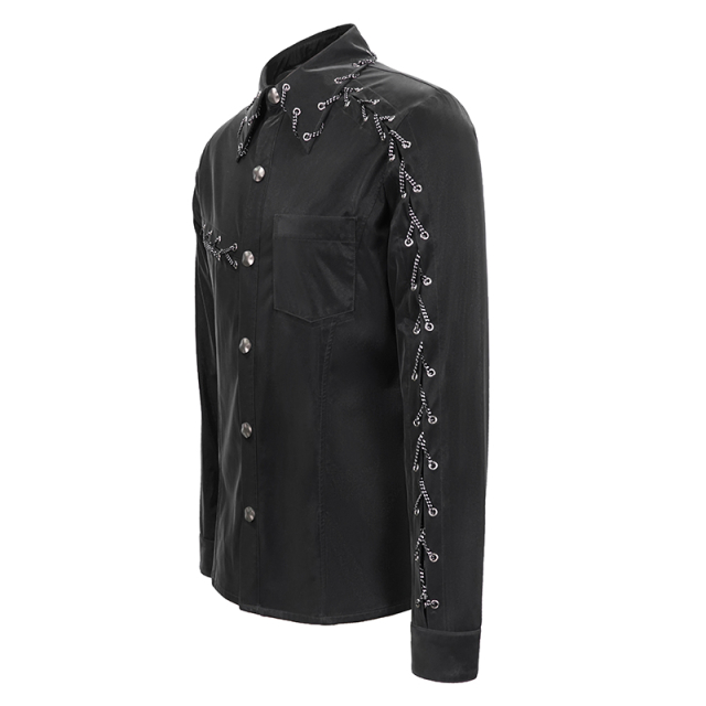 Shiny Cyber-Goth Shirt Morpheus with Chains
