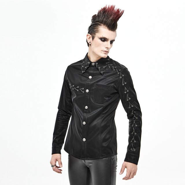 Shiny Cyber-Goth Shirt Morpheus with Chains
