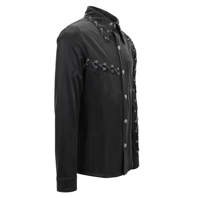 Shiny Cyber-Goth Shirt Morpheus with Chains