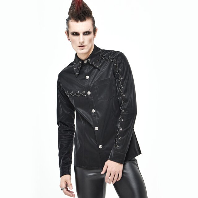 Shiny Cyber-Goth Shirt Morpheus with Chains