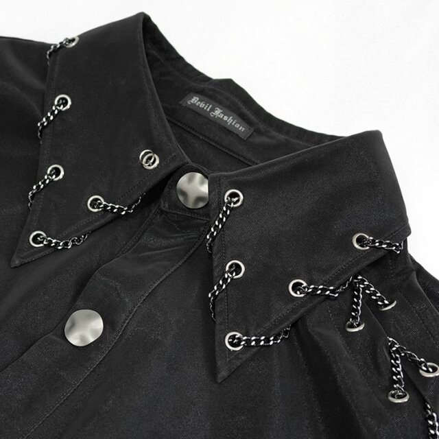Shiny Cyber-Goth Shirt Morpheus with Chains