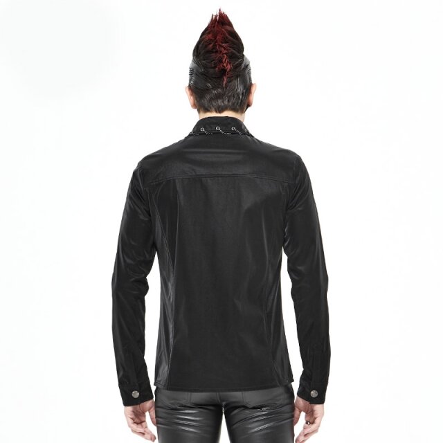 Shiny Cyber-Goth Shirt Morpheus with Chains