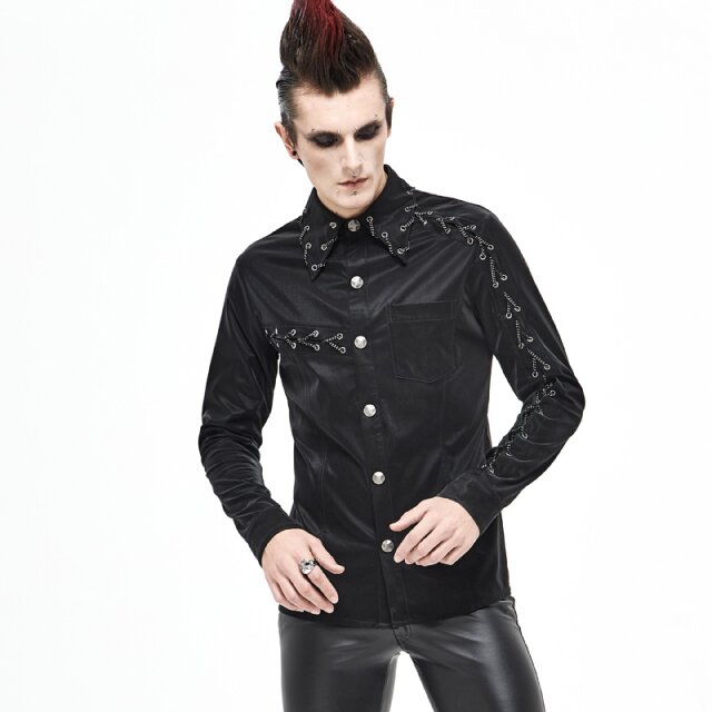 Shiny Cyber-Goth Shirt Morpheus with Chains