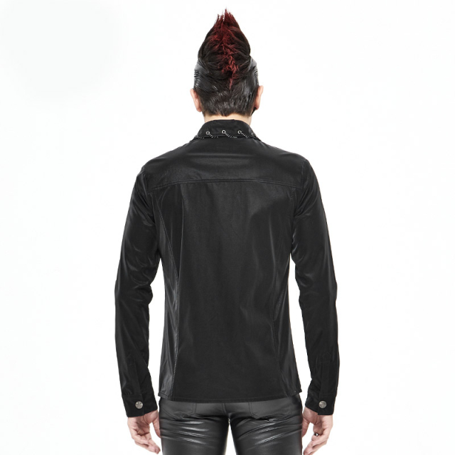 Glänzendes Cyber-Goth Hemd Morpheus mit Ketten 4XL