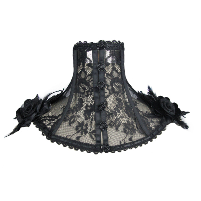Lace Neck Corset Anna with Flowers and Feathers