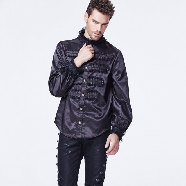 Gothic Rüschenhemd Comte Noir - Größe: XL