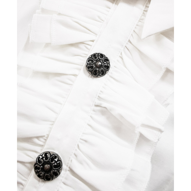 Seidenmatt glänzendes, weißes Rüschenhemd Ezekeel mit Schluppe 4XL